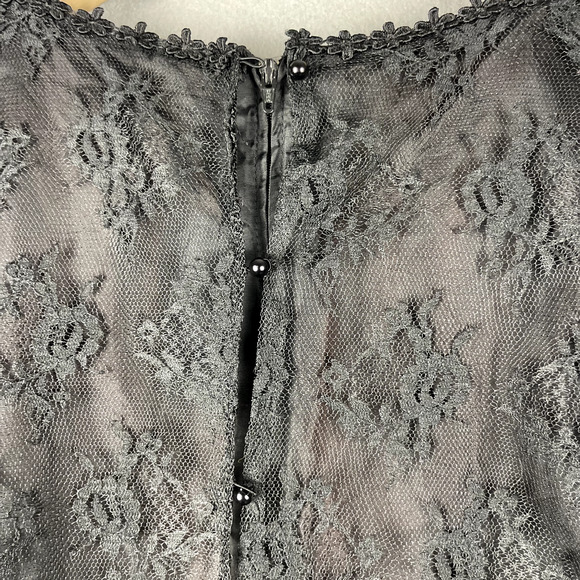 Vintage Witchy Whimsigoth Dress Womens 14 Black Lace Floral Goth Barbara Chodos - Picture 14 of 16
